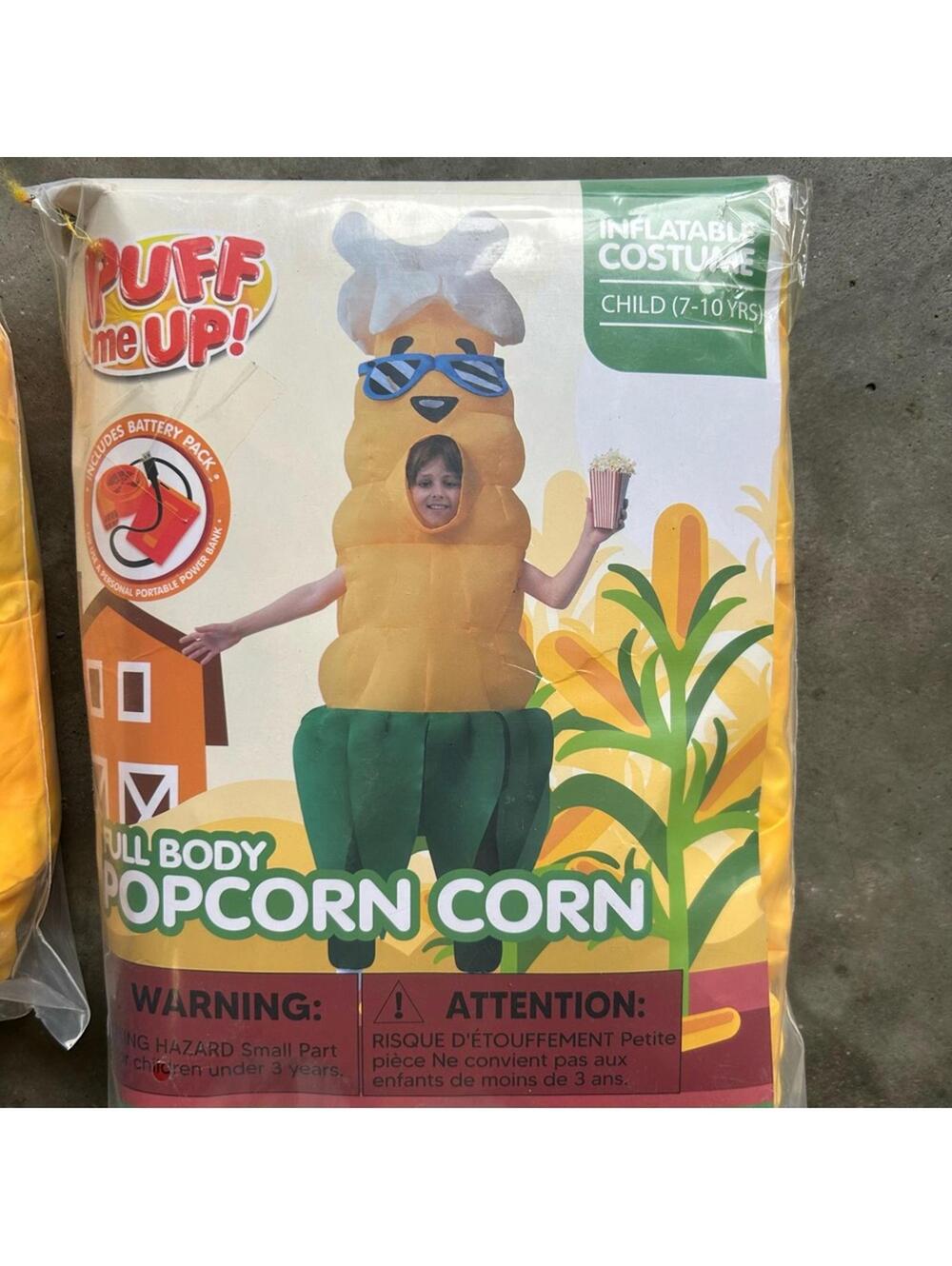 Spooktacular Creations PUFF ME UP Inflatable Popcorn Corn Costume | Child 7-10yr
